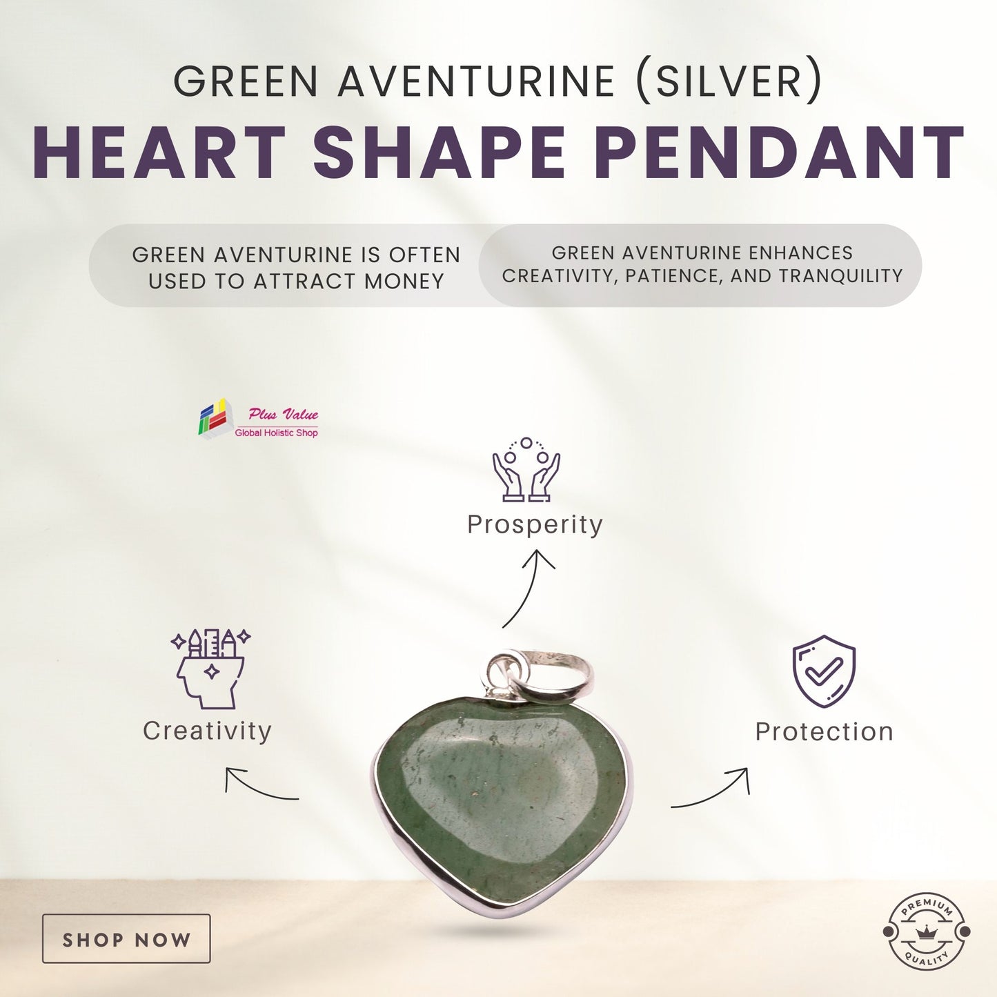 Green-Aventurine (Silver)-Heart-Shape-Pendant