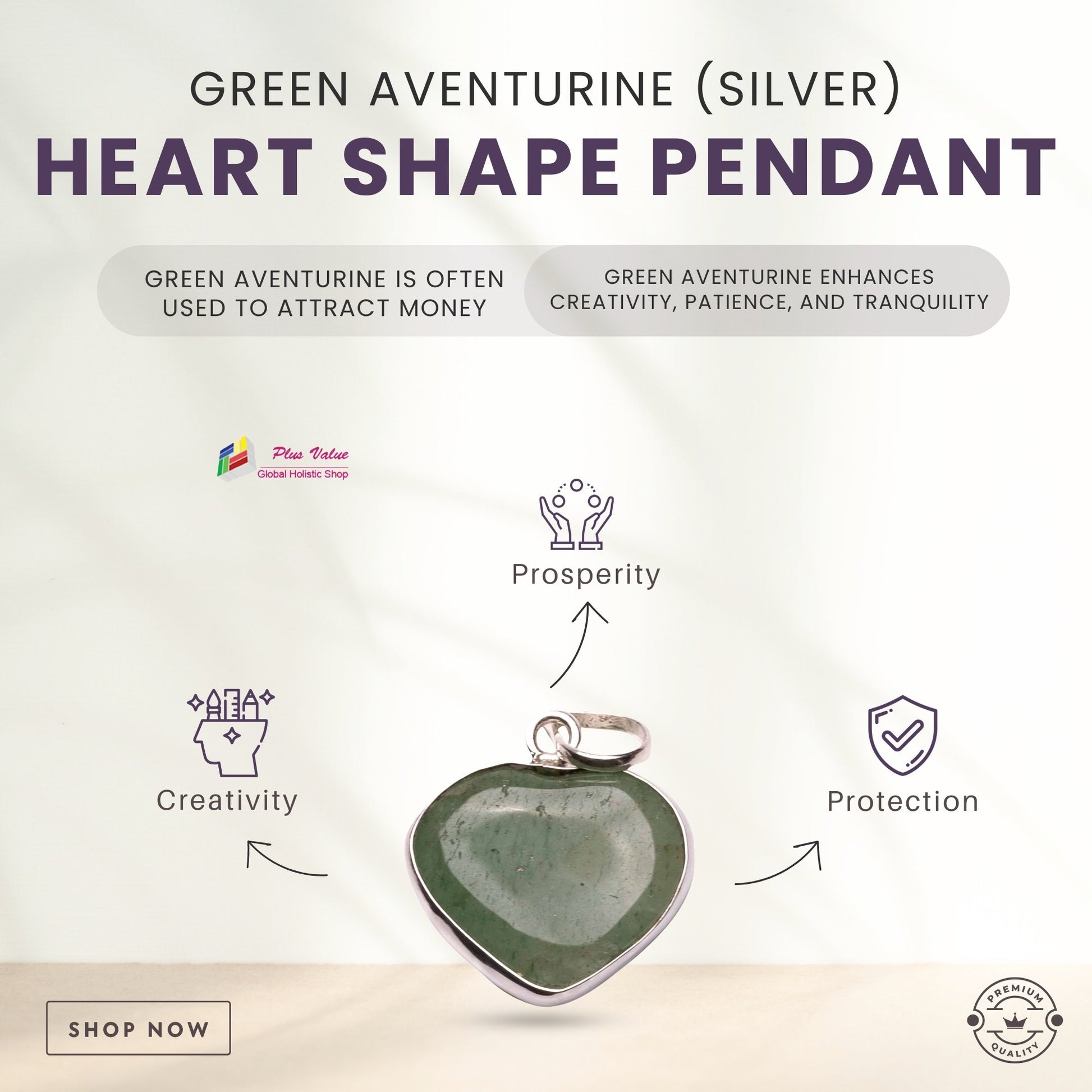 Green-Aventurine (Silver)-Heart-Shape-Pendant