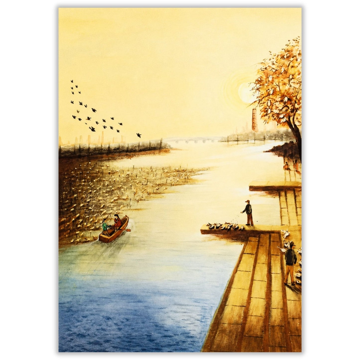 Canvas Painting Sun with Flowing River Vastu & Feng Shui - plusvalueindia