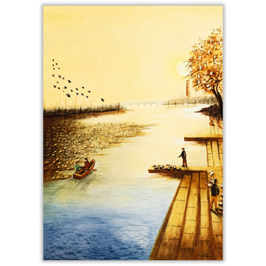 Canvas Painting Sun with Flowing River Vastu & Feng Shui - plusvalueindia