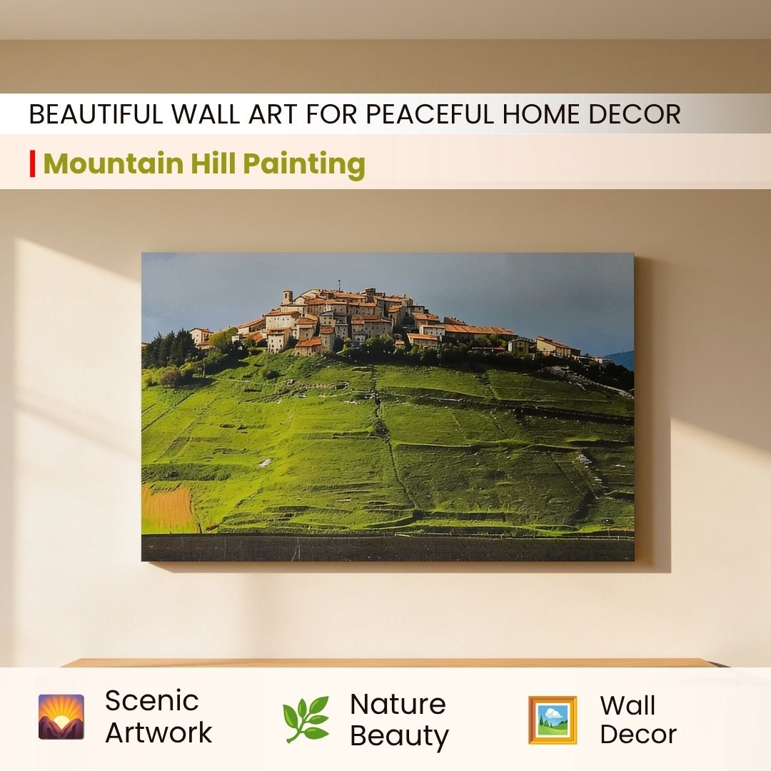 Mountain Hill Painting - Vastu & Feng Shui Canvas Paintings for Home & Office Decor (24 x 19 inches) - plusvalueindia