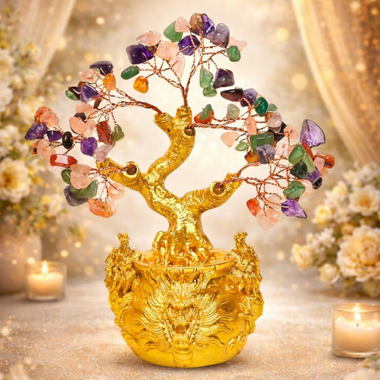 Multicolor Crystal Tree for Positive Energy & Good Luck Multicolor Healing Gemstone Money Tree Feng Shui Showpiece for Home Decor, Meditation & Vastu Gift - plusvalueindia