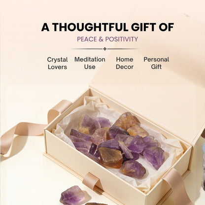 Natural Ametrine Rock Raw Chunks Stone for Reiki Healing Crystal Aura Chakra Vastu Feng Shui (100grams, Jute Bag) - plusvalueindia
