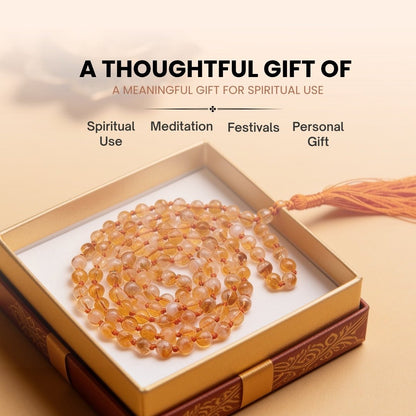 Citrine Mala 108 Beads - Natural Yellow Crystal Japa Mala for Wealth, Meditation & Pooja - plusvalueindia