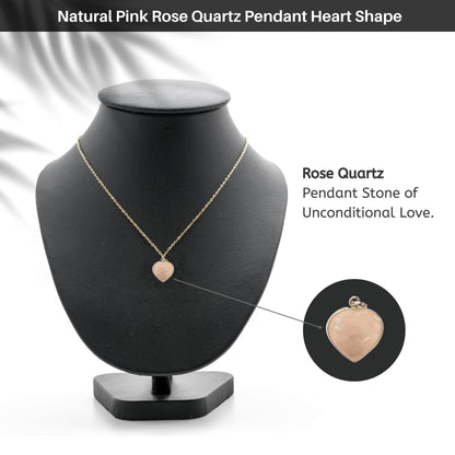 Natural-Pink-Rose-Quartz-Pendant-Heart-Shape-Silver-Cap