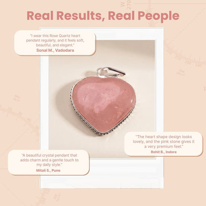 Natural Pink Rose Quartz Heart Shape Pendant for Love, Romance & Marriage Luck - plusvalueindia