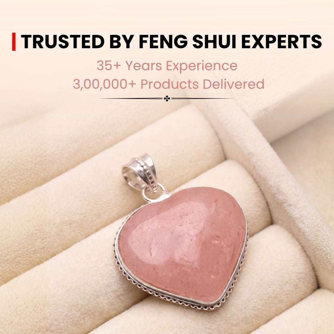 Natural Pink Rose Quartz Heart Shape Pendant for Love, Romance & Marriage Luck - plusvalueindia