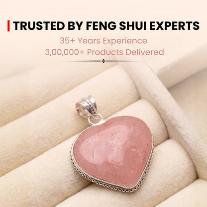 Natural Pink Rose Quartz Heart Shape Pendant for Love, Romance & Marriage Luck - plusvalueindia