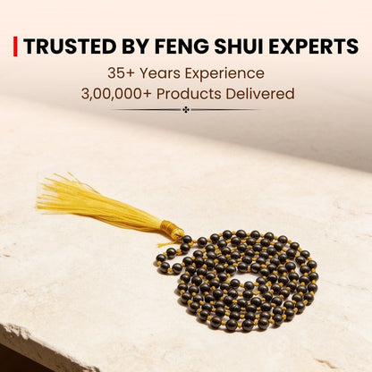 Original Pyrite Japa Mala Necklace 108 + 1 Bead (Knotted) to Attract Abundance, Prosperity & Good Luck, Money Magnet - plusvalueindia