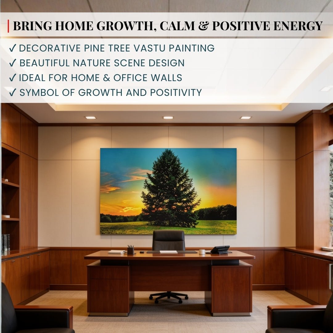 Pine Tree Painting - Vastu & Feng Shui Canvas Print Paintings for Home & Bedroom Decor - plusvalueindia