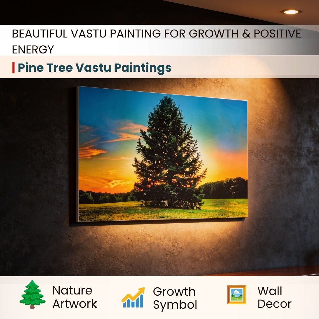 Pine Tree Painting - Vastu & Feng Shui Canvas Print Paintings for Home & Bedroom Decor - plusvalueindia