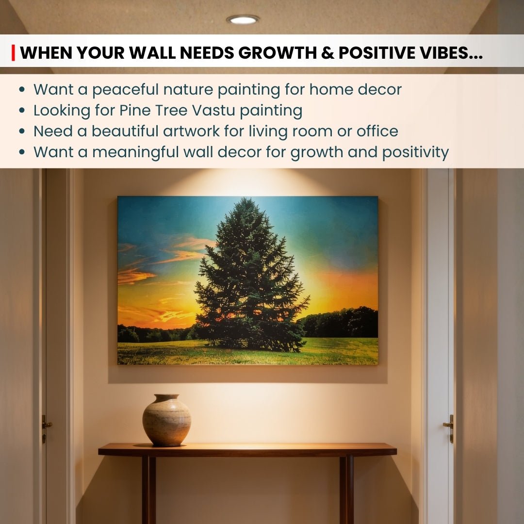 Pine Tree Painting - Vastu & Feng Shui Canvas Print Paintings for Home & Bedroom Decor - plusvalueindia
