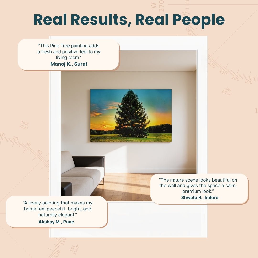 Pine Tree Painting - Vastu & Feng Shui Canvas Print Paintings for Home & Bedroom Decor - plusvalueindia