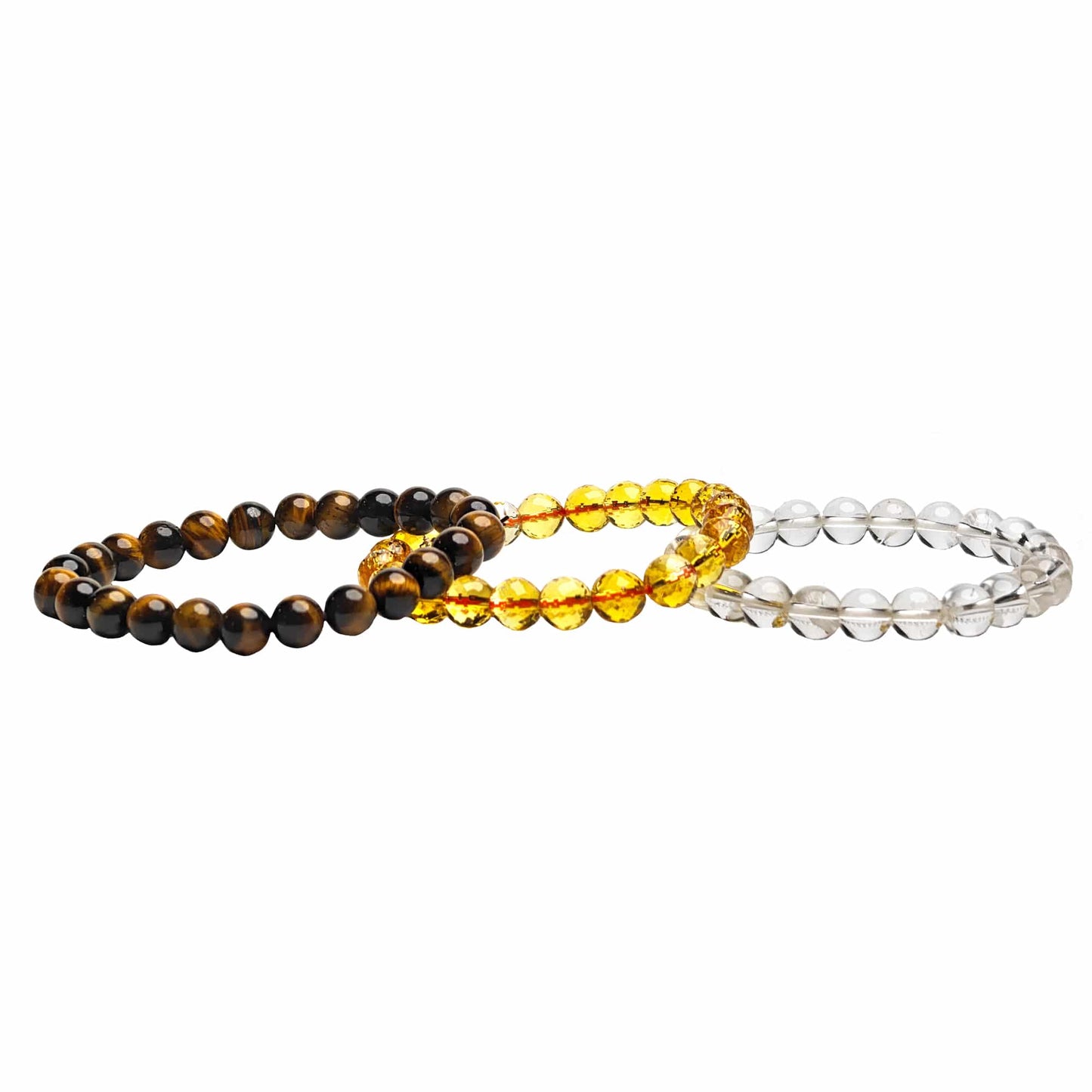 Premium Trio Bracelets Citrine, Crystal & Tiger Eye 8mm