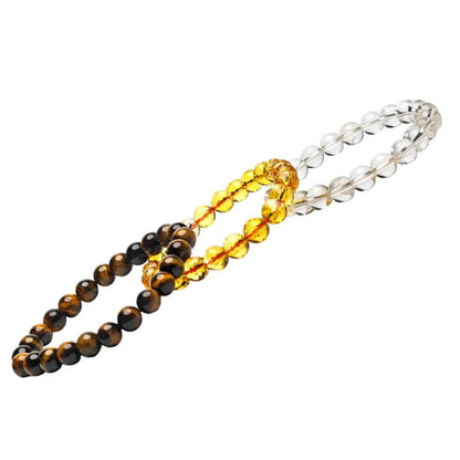 Premium Trio Bracelets Citrine, Crystal & Tiger Eye 8mm Reiki
