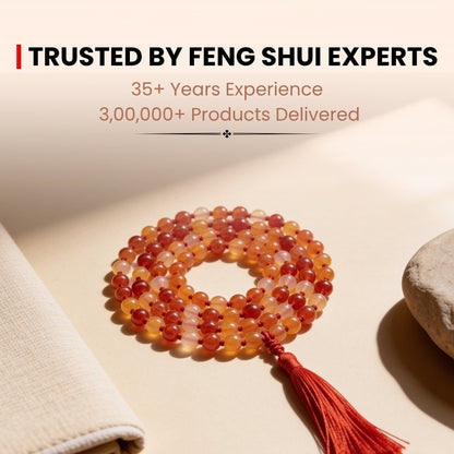 Natural Red Carnelian Necklace Japa Mala 108 + 1 Bead (Knotted) - plusvalueindia