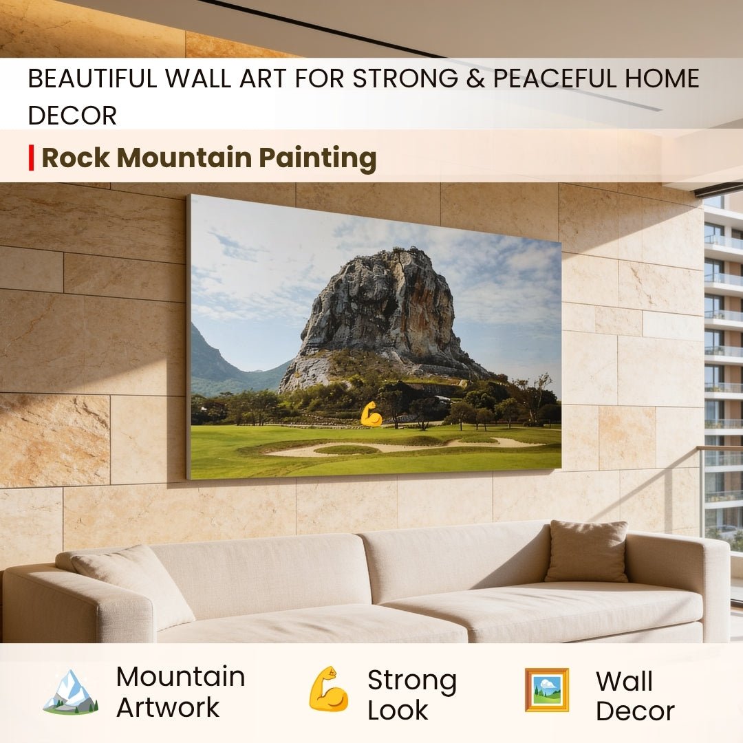 Rock Mountain Painting - Vastu & Feng Shui Canvas Print Paintings For Home Living Room & Bedroom Decor - plusvalueindia