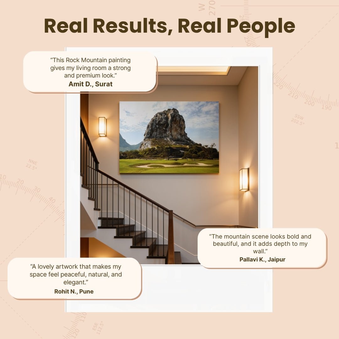 Rock Mountain Painting - Vastu & Feng Shui Canvas Print Paintings For Home Living Room & Bedroom Decor - plusvalueindia