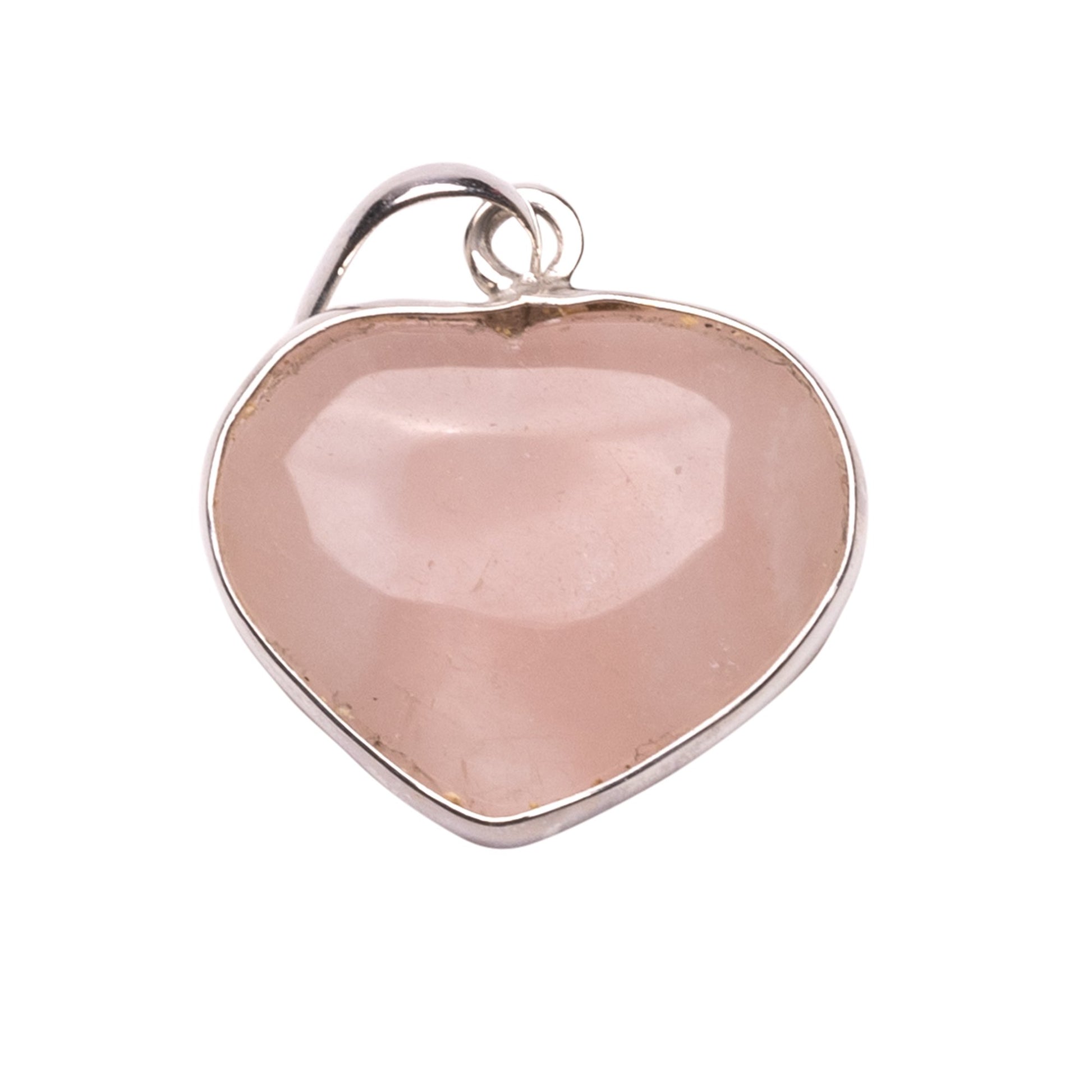 Rose Quartz Heart Pendant Silver Cap