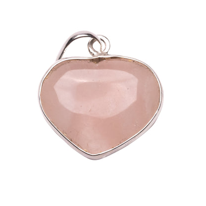 Rose Quartz Heart Pendant Silver Cap