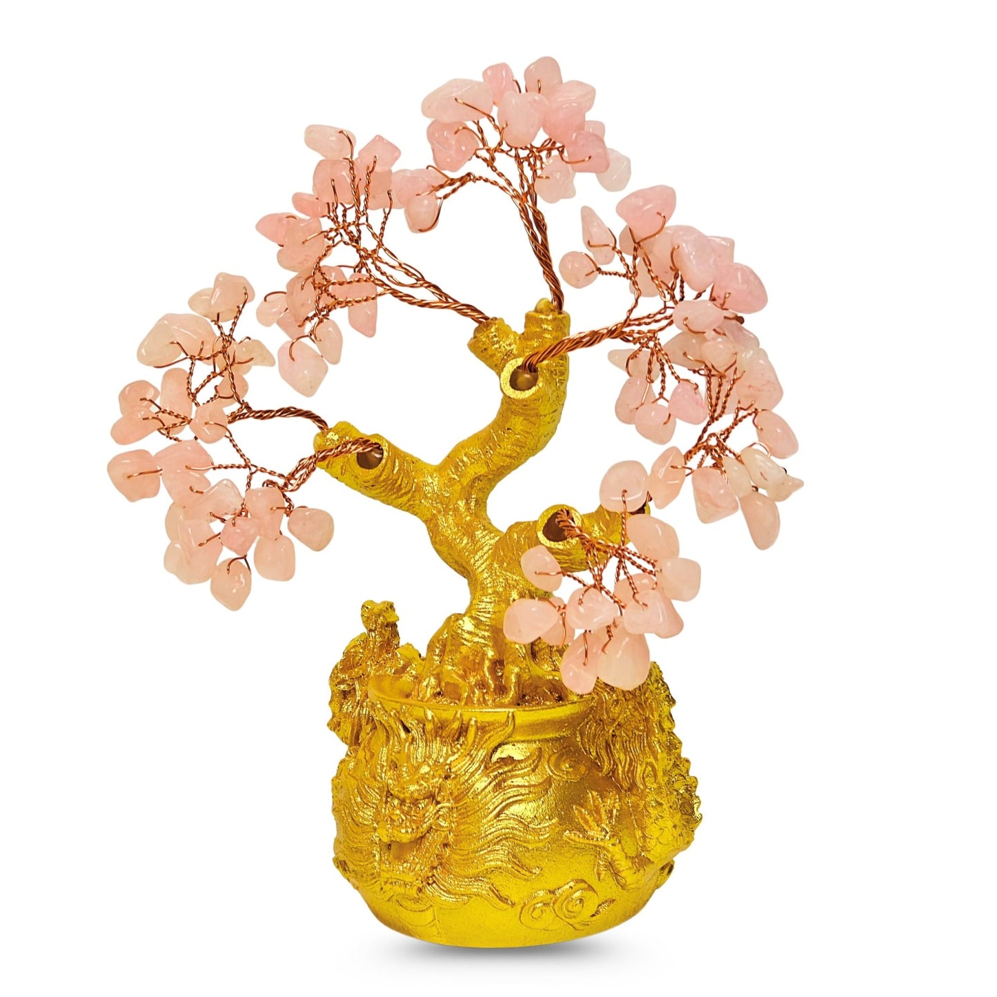 Rose Quartz Crystal Tree for Love & Self - Love Handmade Feng Shui for Peaceful Home Healing Crystal Money Tree Showpiece for Bedroom, Study Table & Vastu Gift - plusvalueindia