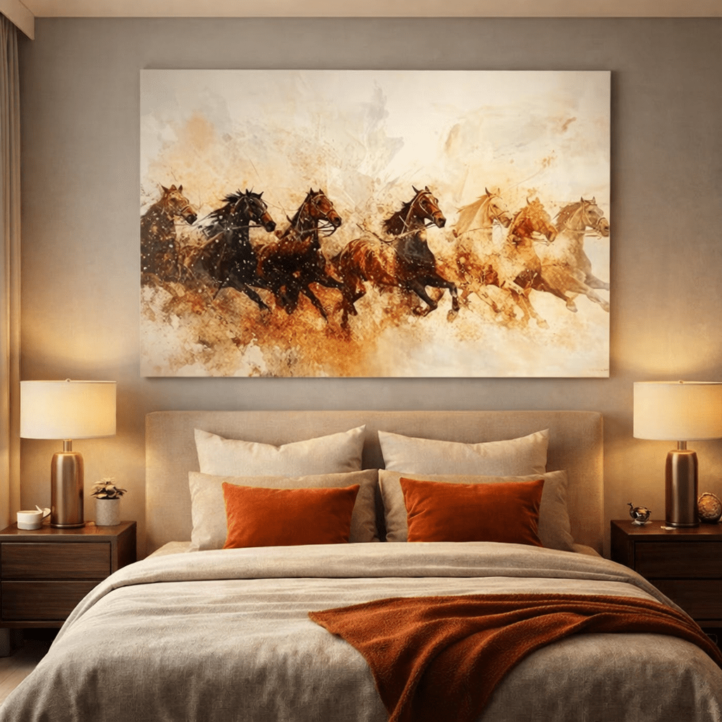 Seven Running Horses - Superb canvas print as per Vastu & Feng Shui - plusvalueindia
