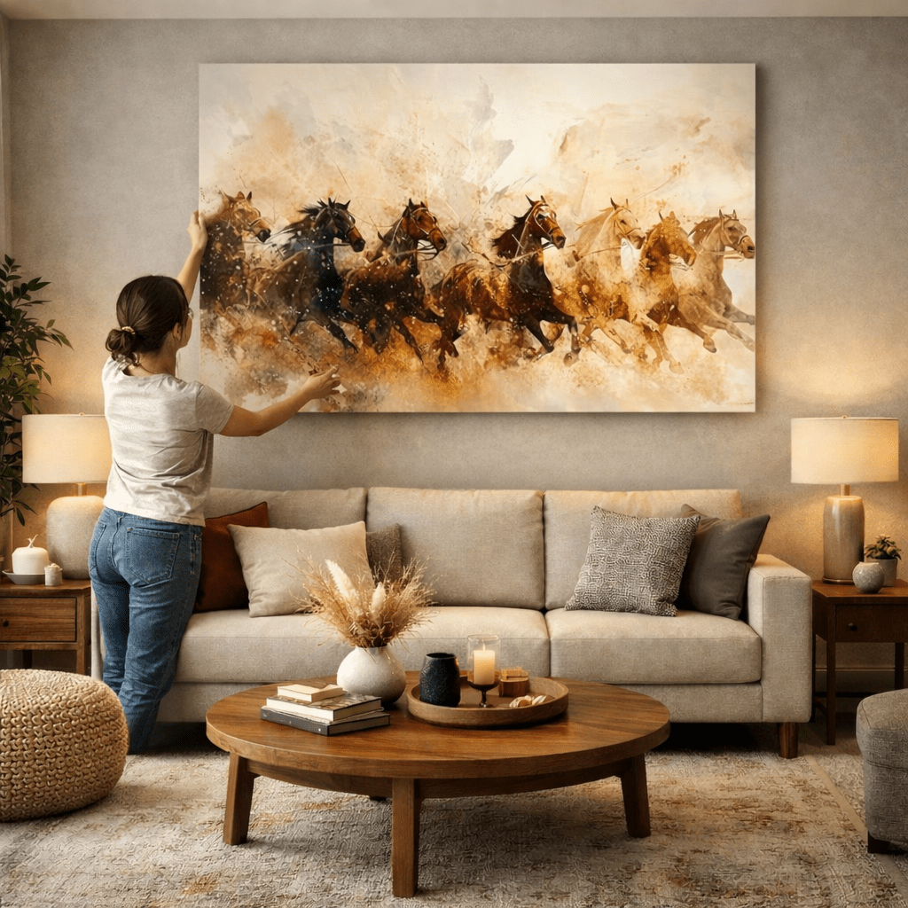 Seven Running Horses - Superb canvas print as per Vastu & Feng Shui - plusvalueindia