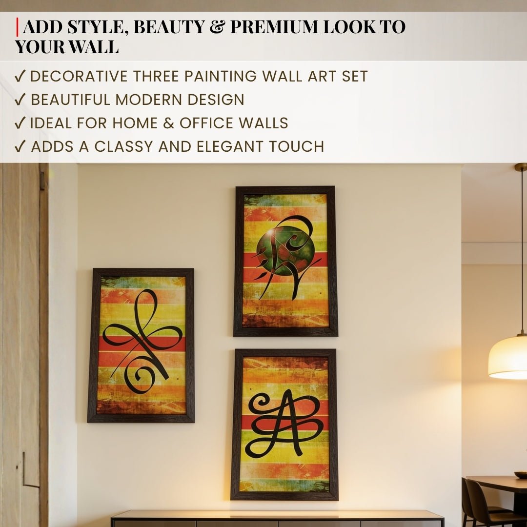 Three Paintings - Abundance, Prosperity & Health-Zibu Symbol Canvas Prints - plusvalueindia