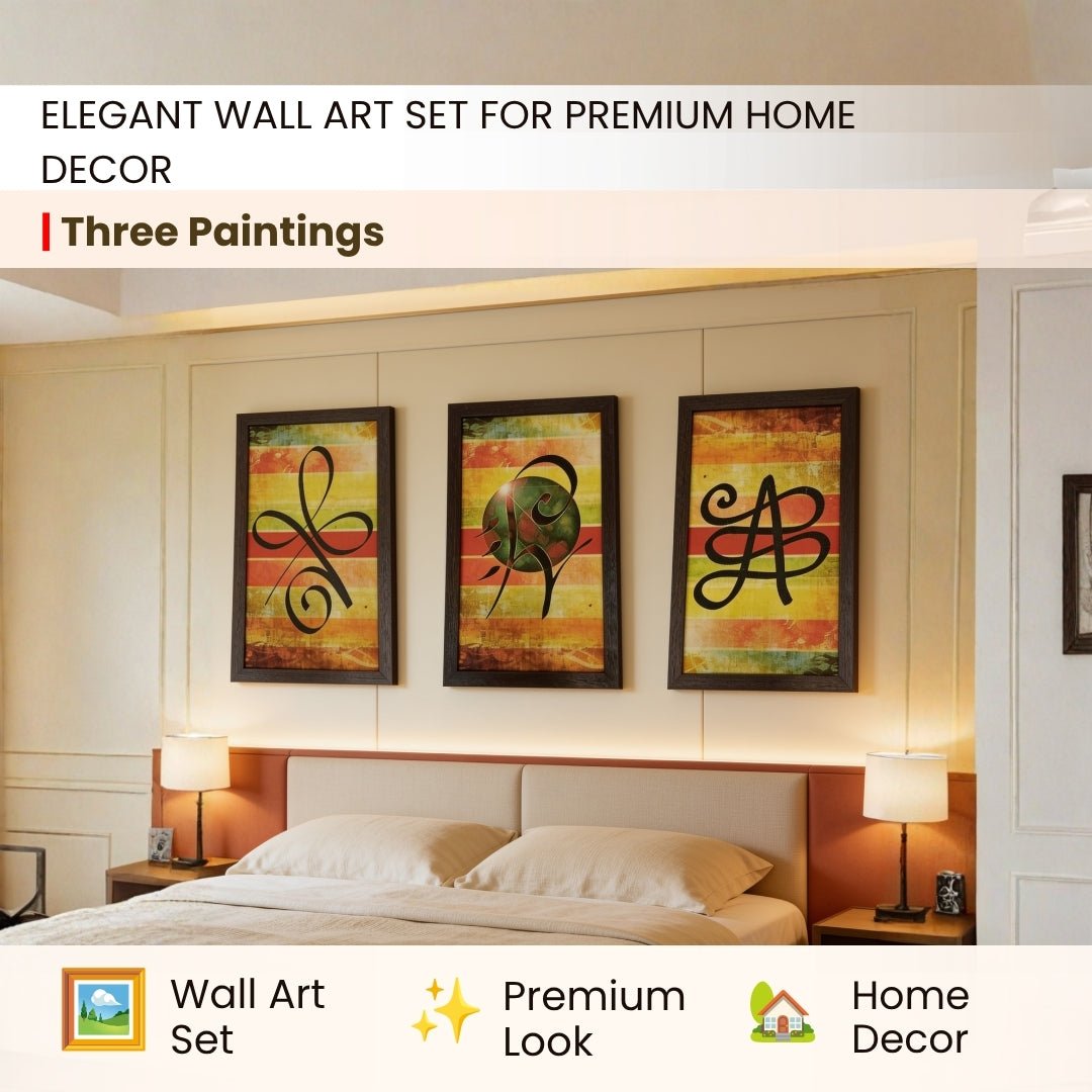 Three Paintings - Abundance, Prosperity & Health-Zibu Symbol Canvas Prints - plusvalueindia