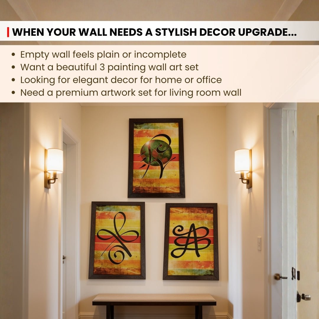 Three Paintings - Abundance, Prosperity & Health-Zibu Symbol Canvas Prints - plusvalueindia