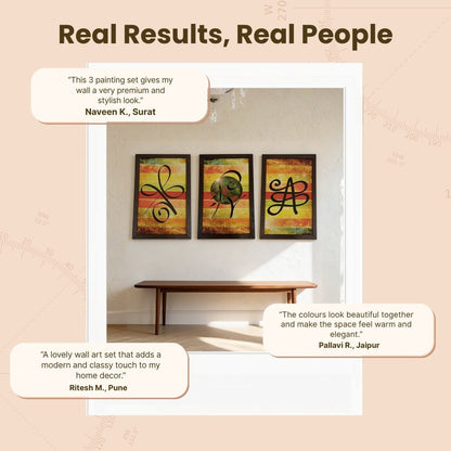 Three Paintings - Abundance, Prosperity & Health-Zibu Symbol Canvas Prints - plusvalueindia