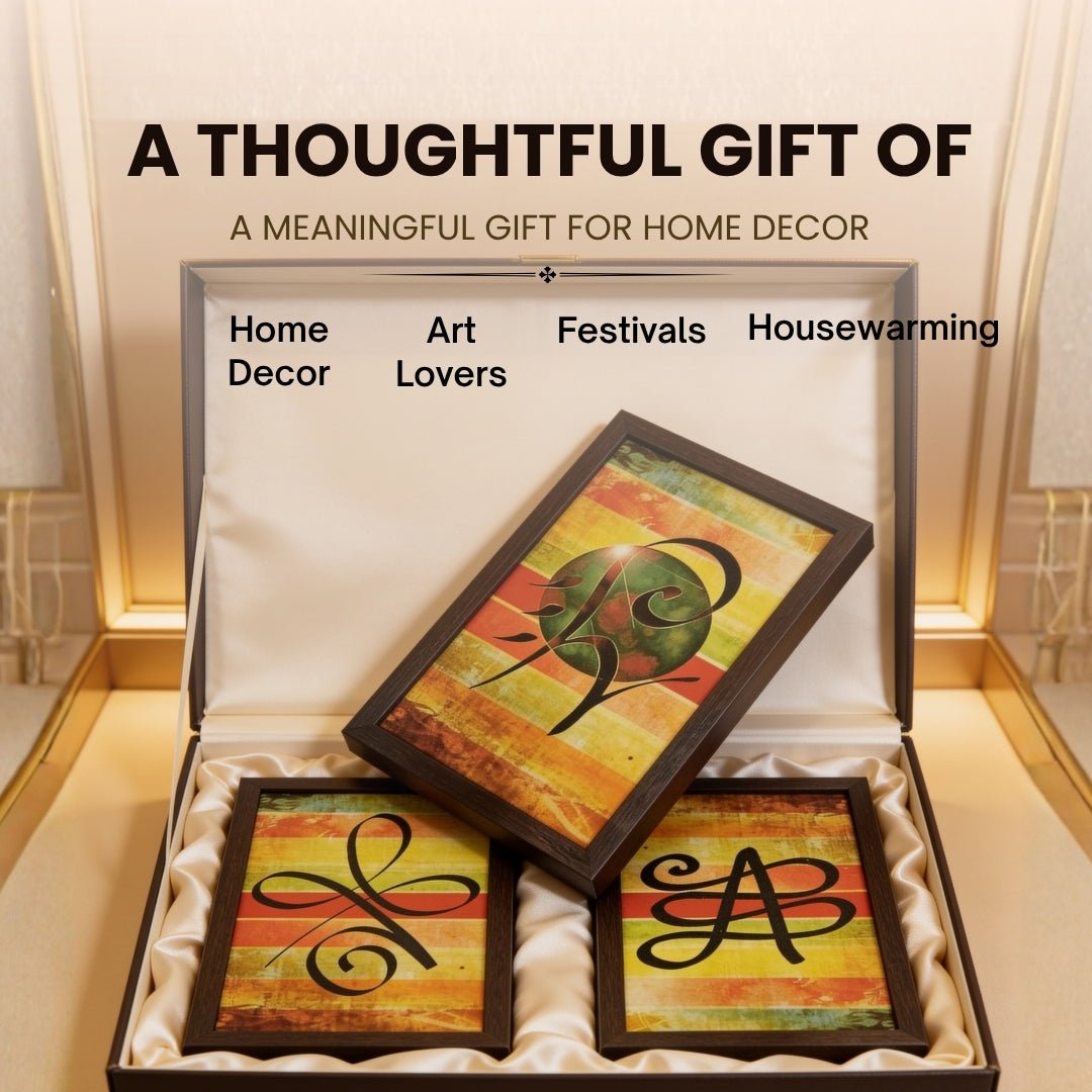 Three Paintings - Abundance, Prosperity & Health-Zibu Symbol Canvas Prints - plusvalueindia