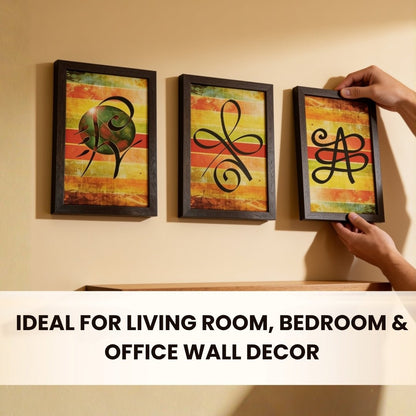 Three Paintings - Abundance, Prosperity & Health-Zibu Symbol Canvas Prints - plusvalueindia