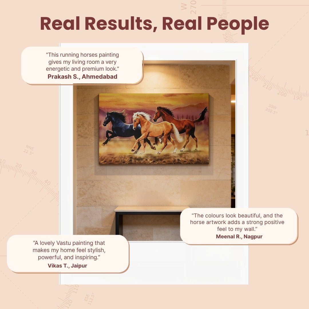 Running Horses - Vastu & Feng Shui Canvas Print, Paintings For Home Living Room & Bedroom Decor - plusvalueindia