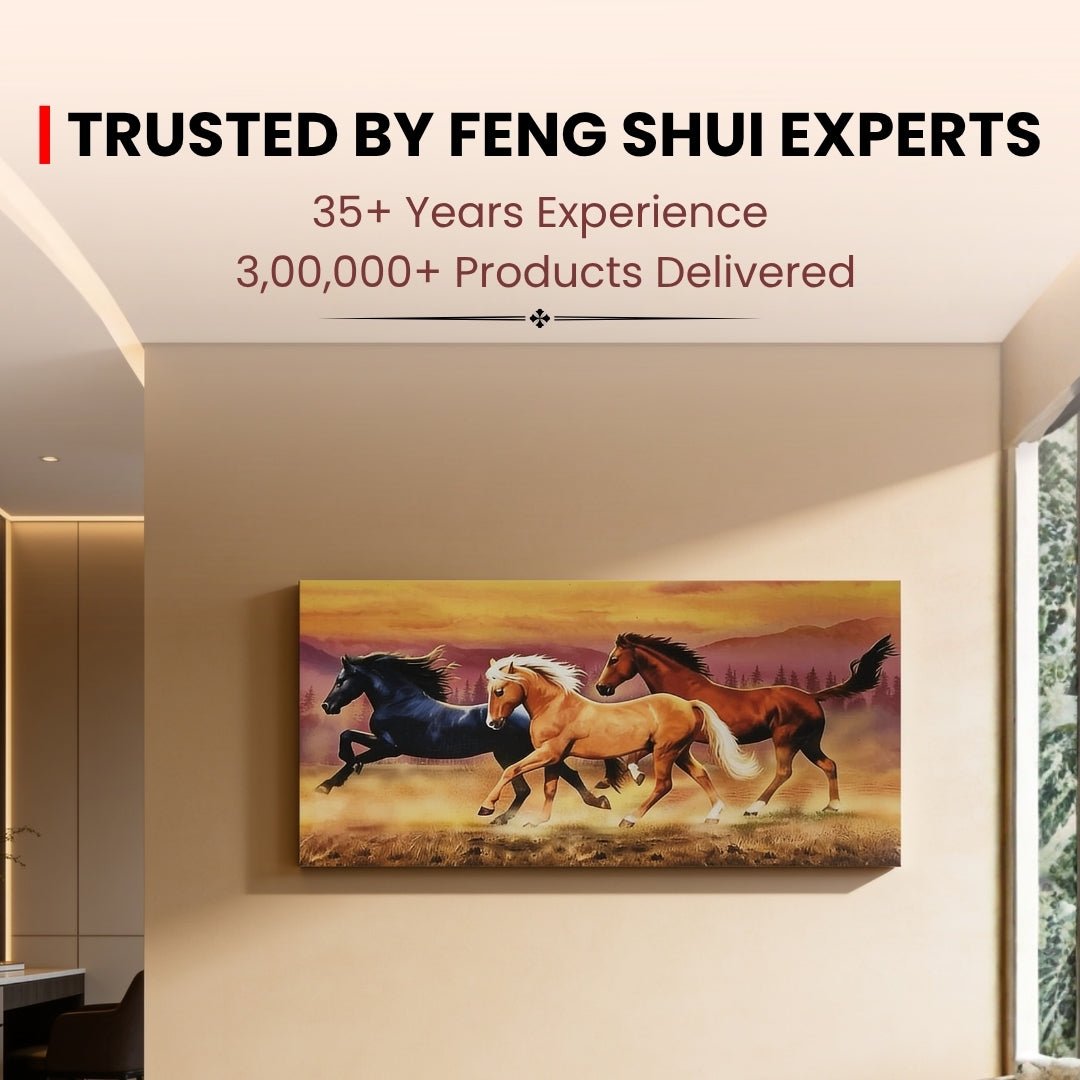 Running Horses - Vastu & Feng Shui Canvas Print, Paintings For Home Living Room & Bedroom Decor - plusvalueindia