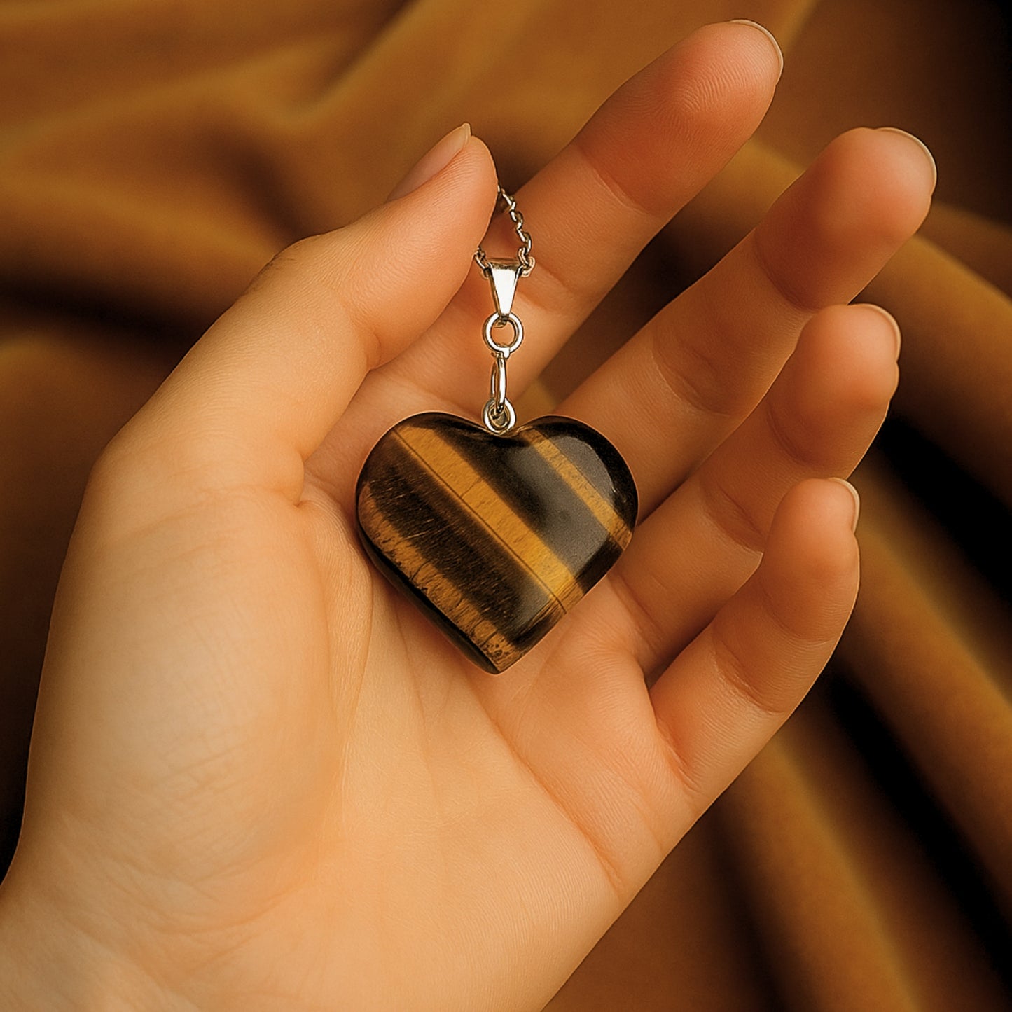 tiger eye heart shape pendant
