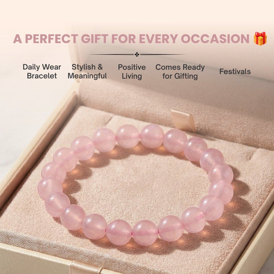 Titanium Aura Rose Quartz Firing Bracelet 8mm for Men & Women - plusvalueindia