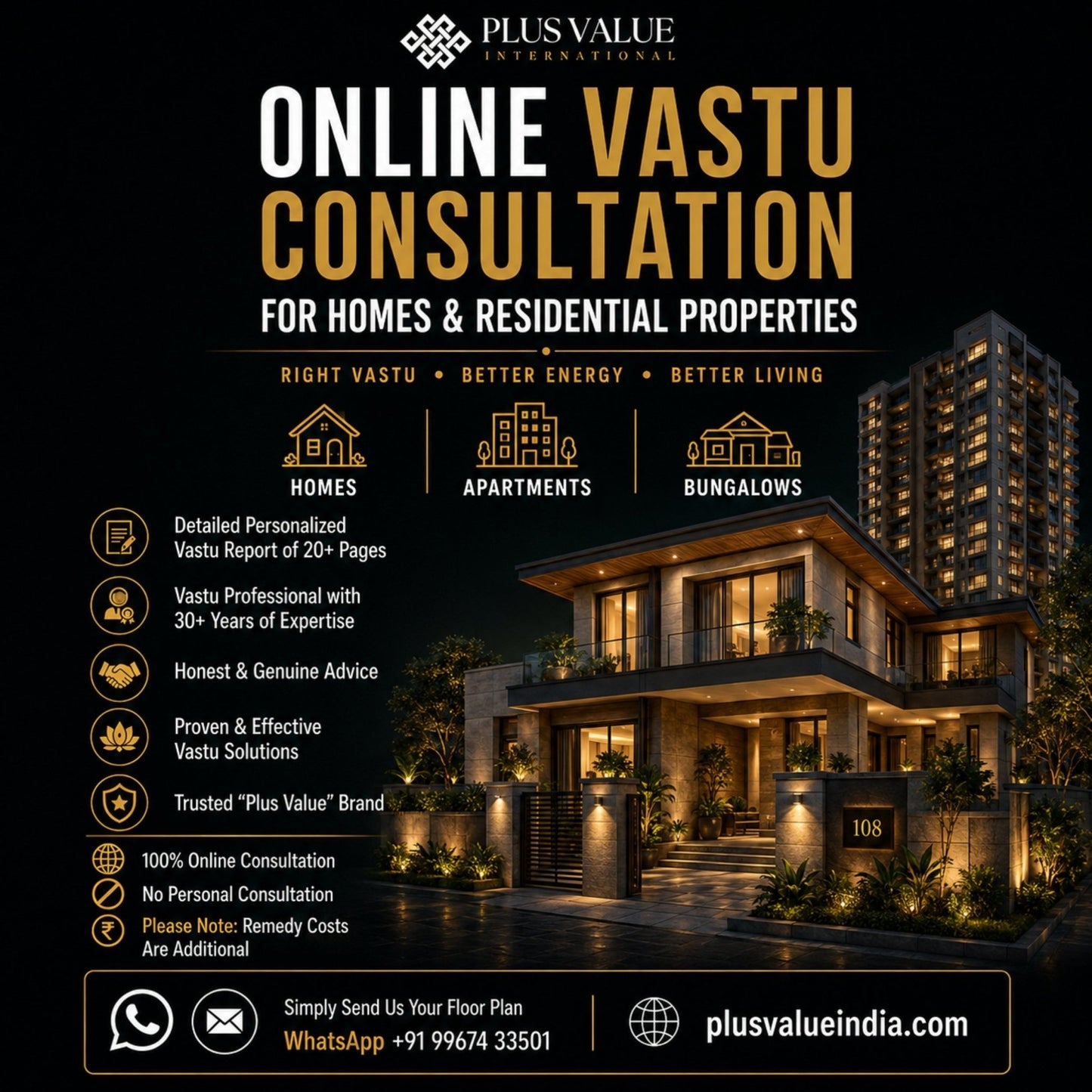 online Vastu consultation for residential homes and flats via email and WhatsApp