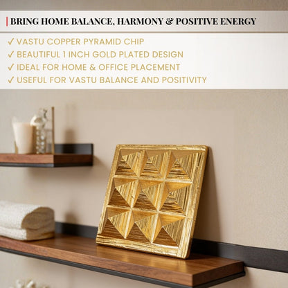 Vastu Copper Pyramid Chip Gold Plated (Golden) - plusvalueindia