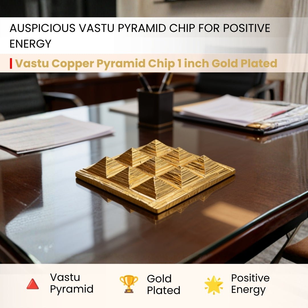 Vastu Copper Pyramid Chip Gold Plated (Golden) - plusvalueindia