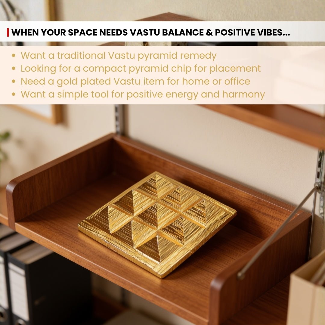 Vastu Copper Pyramid Chip Gold Plated (Golden) - plusvalueindia
