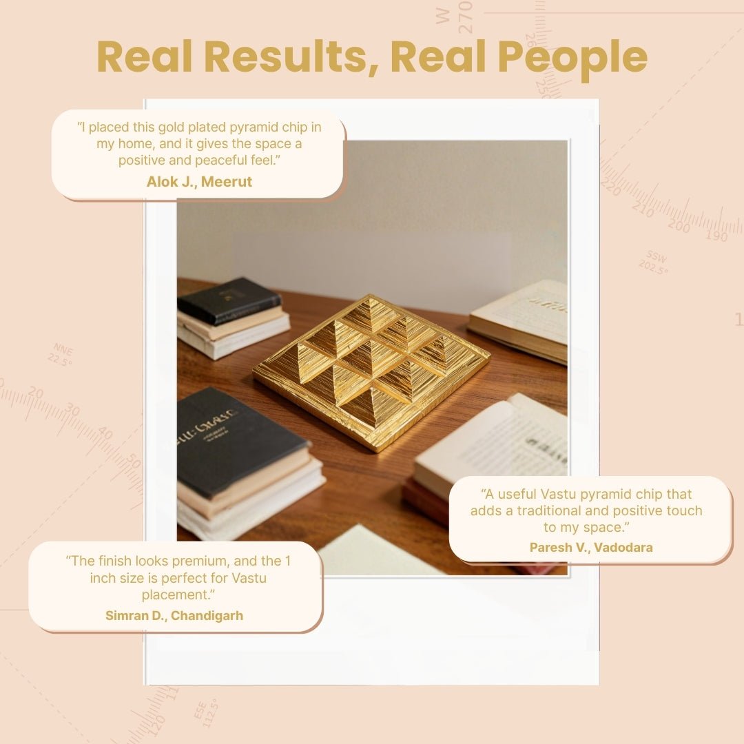 Vastu Copper Pyramid Chip Gold Plated (Golden) - plusvalueindia