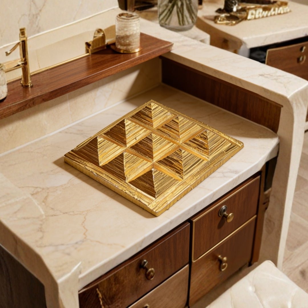 Vastu Copper Pyramid Chip Gold Plated (Golden) - plusvalueindia