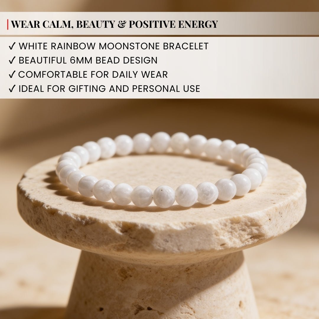 White Rainbow Moonstone Bracelet - plusvalueindia