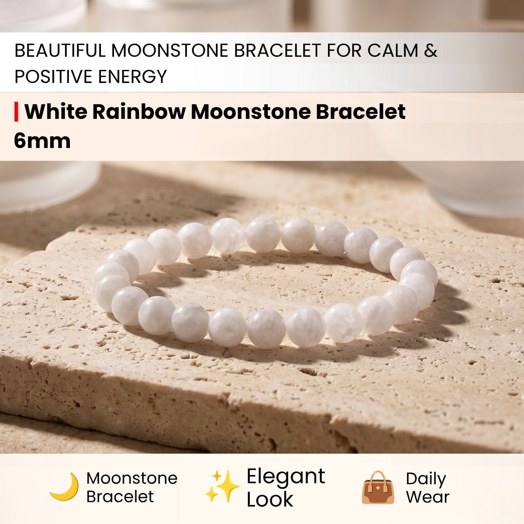 White Rainbow Moonstone Bracelet - plusvalueindia