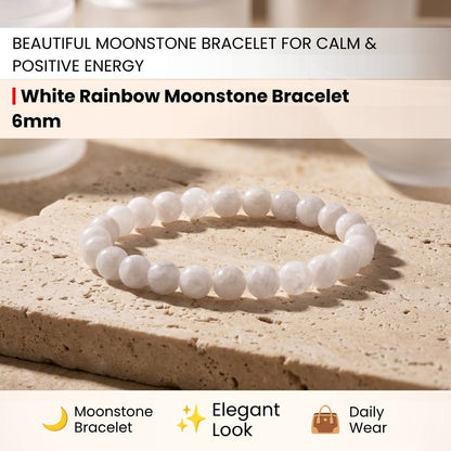 White Rainbow Moonstone Bracelet - plusvalueindia