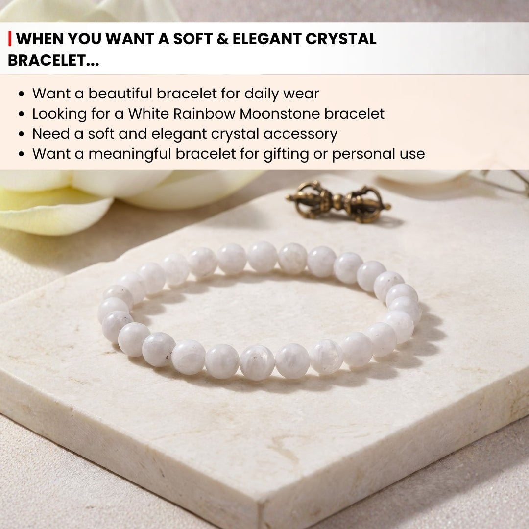 White Rainbow Moonstone Bracelet - plusvalueindia