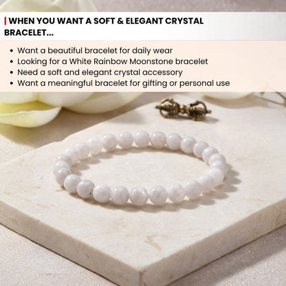 White Rainbow Moonstone Bracelet - plusvalueindia