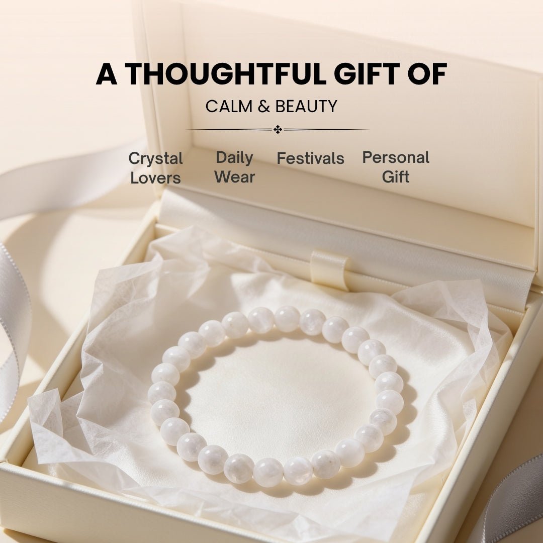 White Rainbow Moonstone Bracelet - plusvalueindia