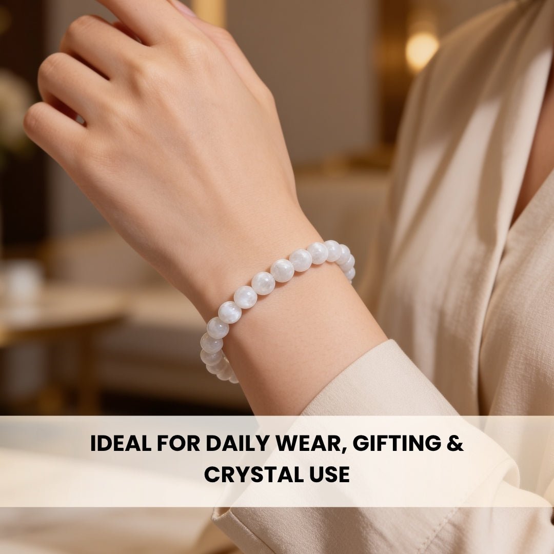 White Rainbow Moonstone Bracelet - plusvalueindia